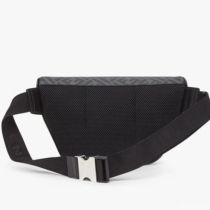 Vintage HOT FF Fabric ROMA Fendi Motif Belt In Black Bag Logo 0803
